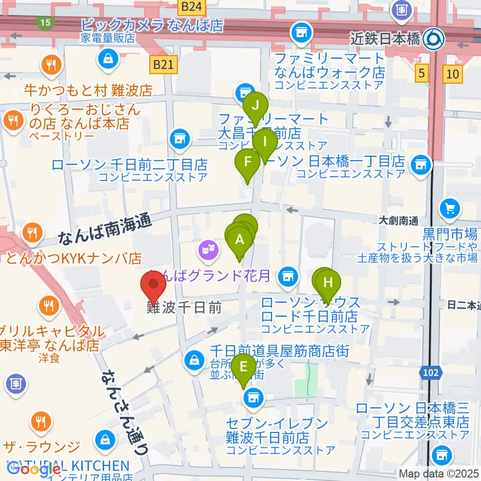 NMB48劇場周辺の駐車場・コインパーキング一覧地図