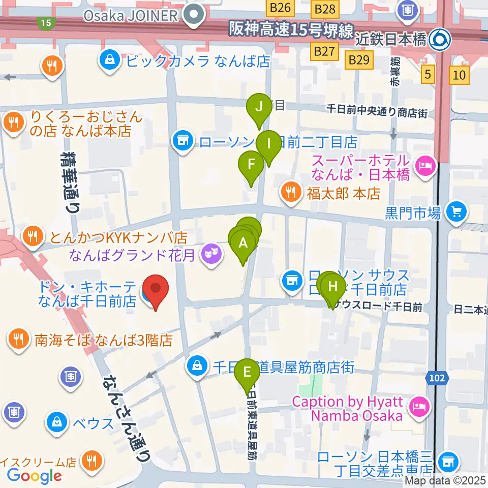NMB48劇場周辺の駐車場・コインパーキング一覧地図
