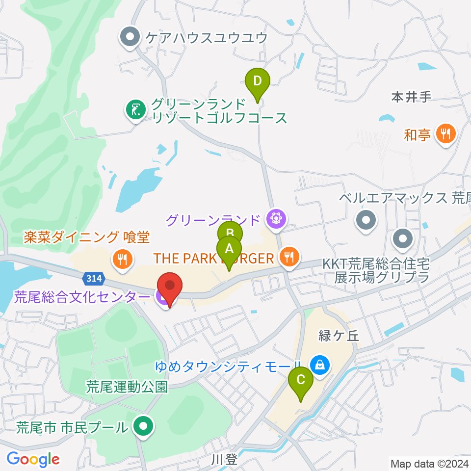 荒尾総合文化センター周辺の駐車場・コインパーキング一覧地図