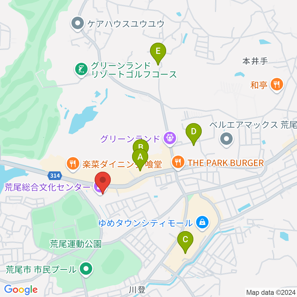 荒尾総合文化センター周辺の駐車場・コインパーキング一覧地図