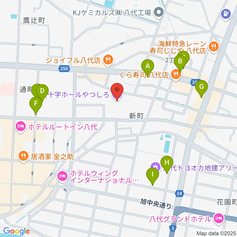 桜十字ホールやつしろ周辺の駐車場・コインパーキング一覧地図