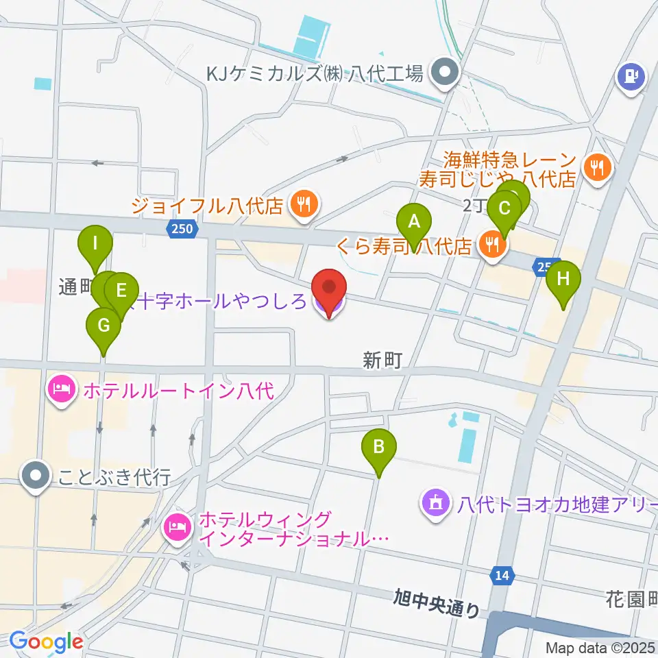 桜十字ホールやつしろ周辺の駐車場・コインパーキング一覧地図