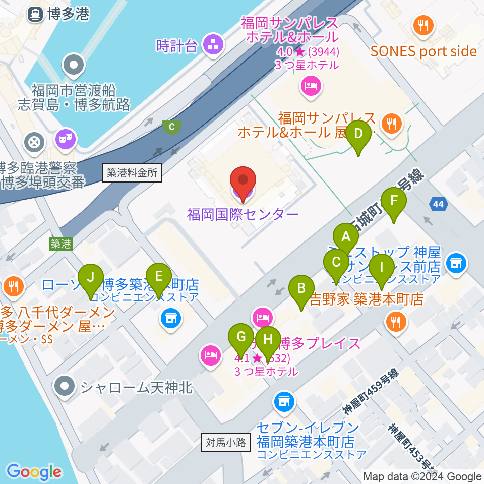 福岡国際センター周辺の駐車場・コインパーキング一覧地図