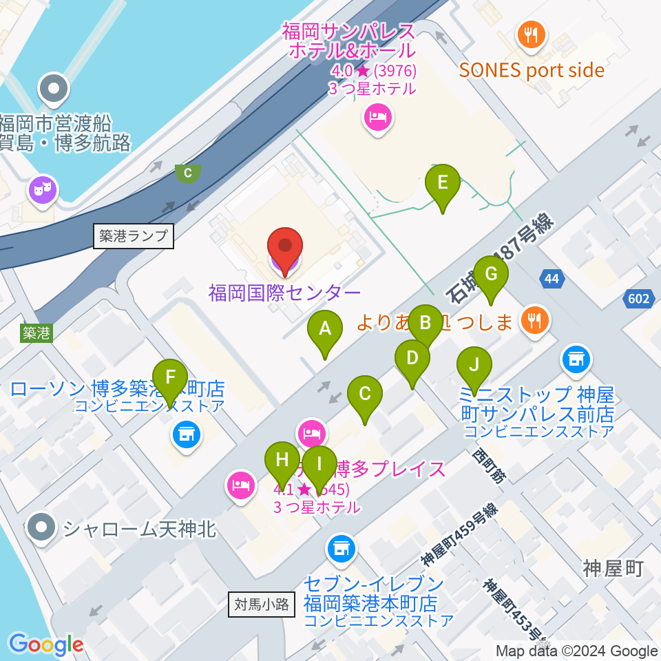 福岡国際センター周辺の駐車場・コインパーキング一覧地図