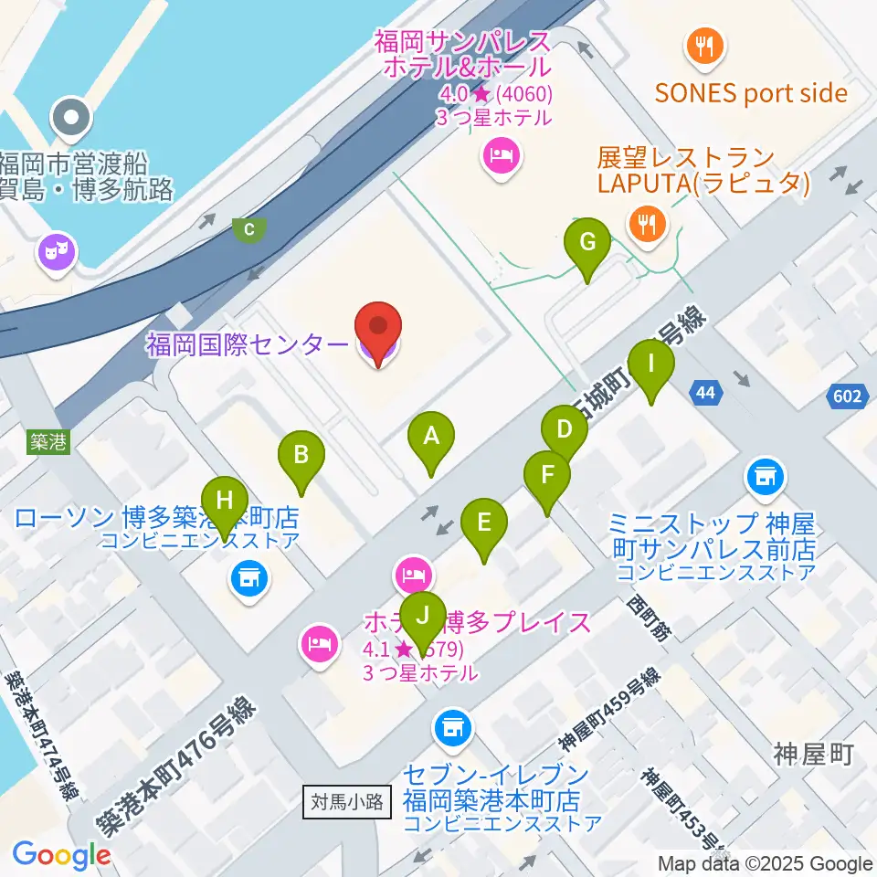 福岡国際センター周辺の駐車場・コインパーキング一覧地図