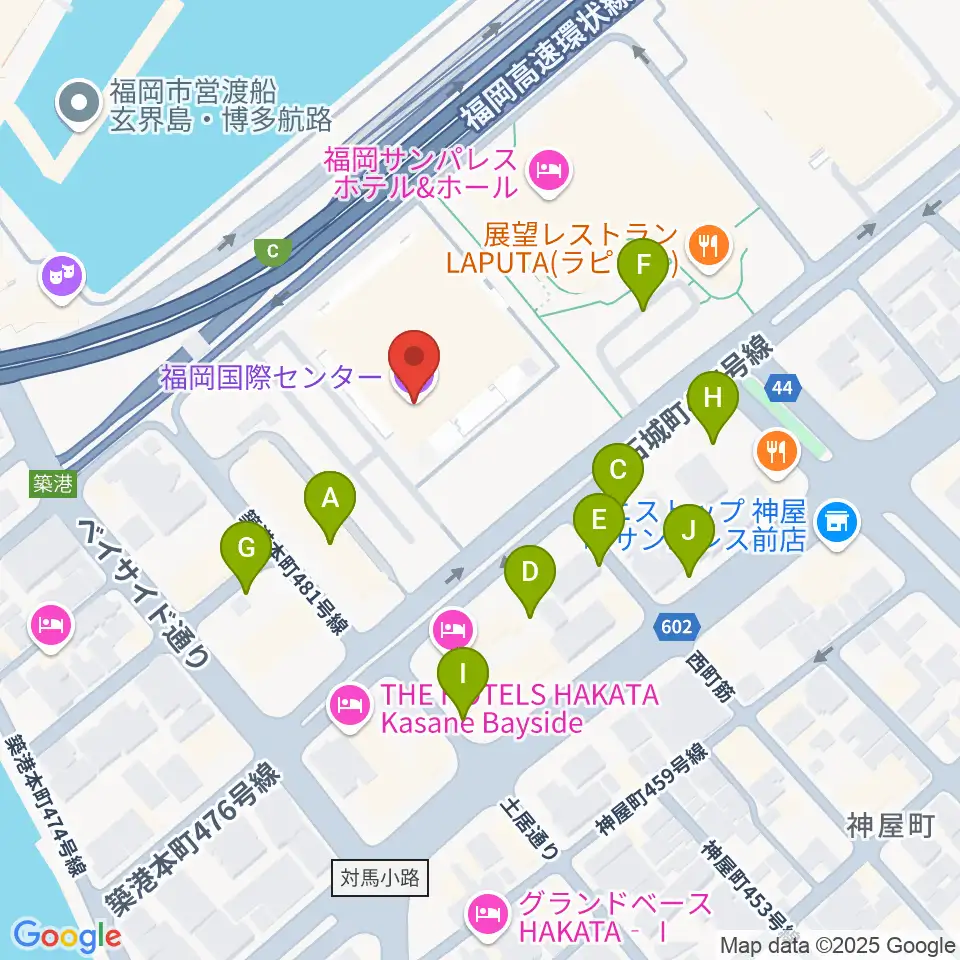 福岡国際センター周辺の駐車場・コインパーキング一覧地図