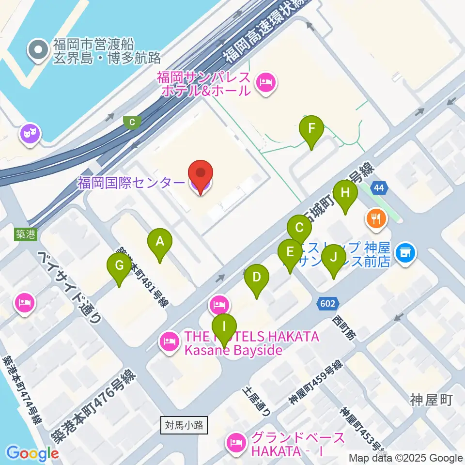 福岡国際センター周辺の駐車場・コインパーキング一覧地図