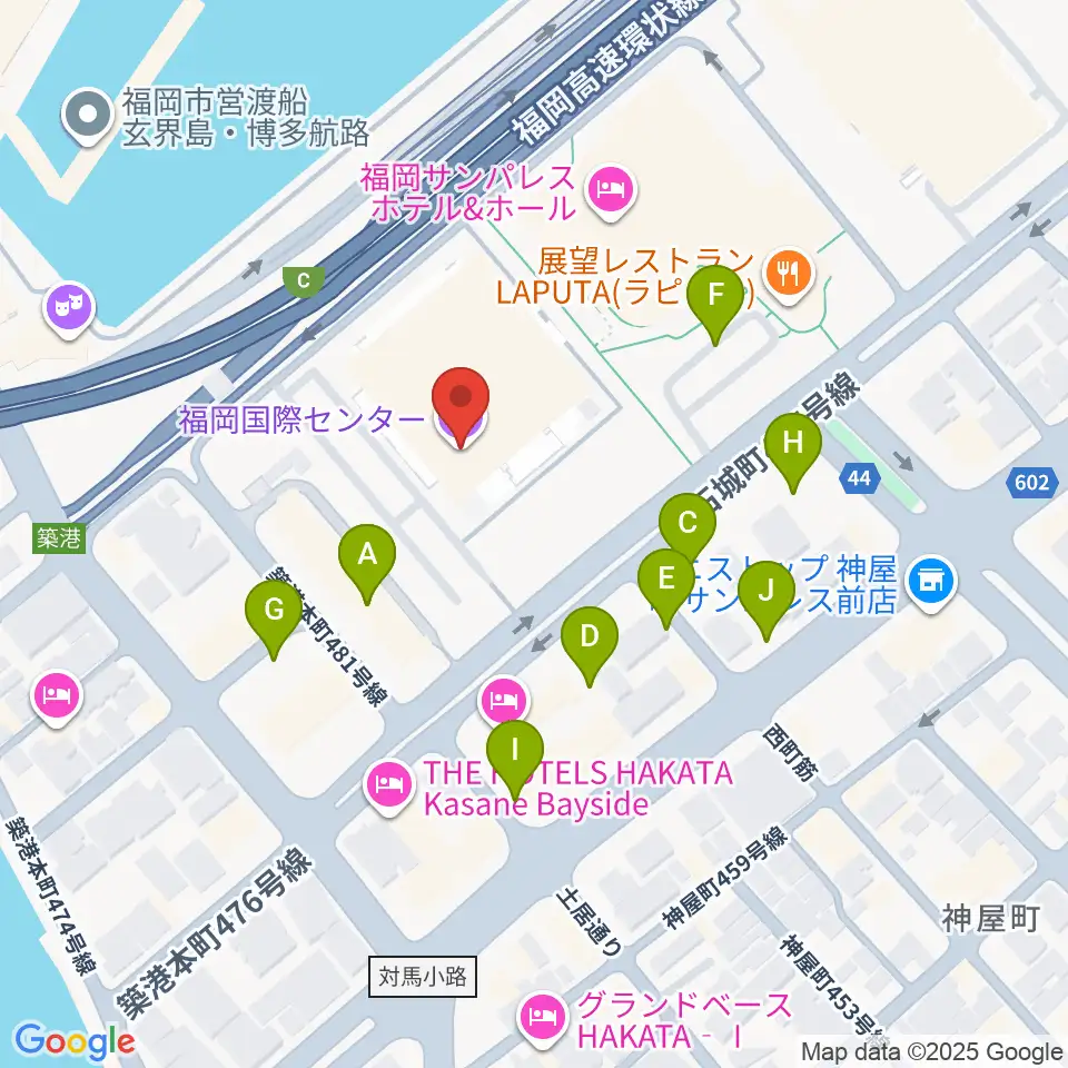 福岡国際センター周辺の駐車場・コインパーキング一覧地図