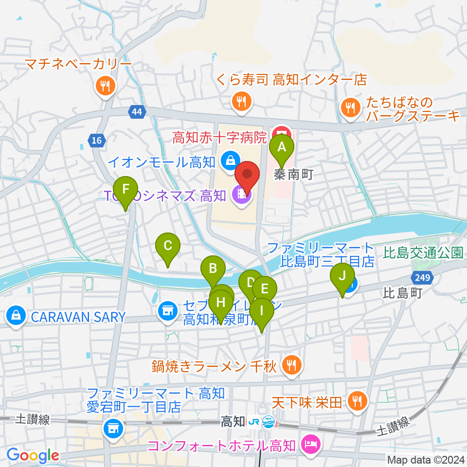 高知ライラホール周辺の駐車場・コインパーキング一覧地図