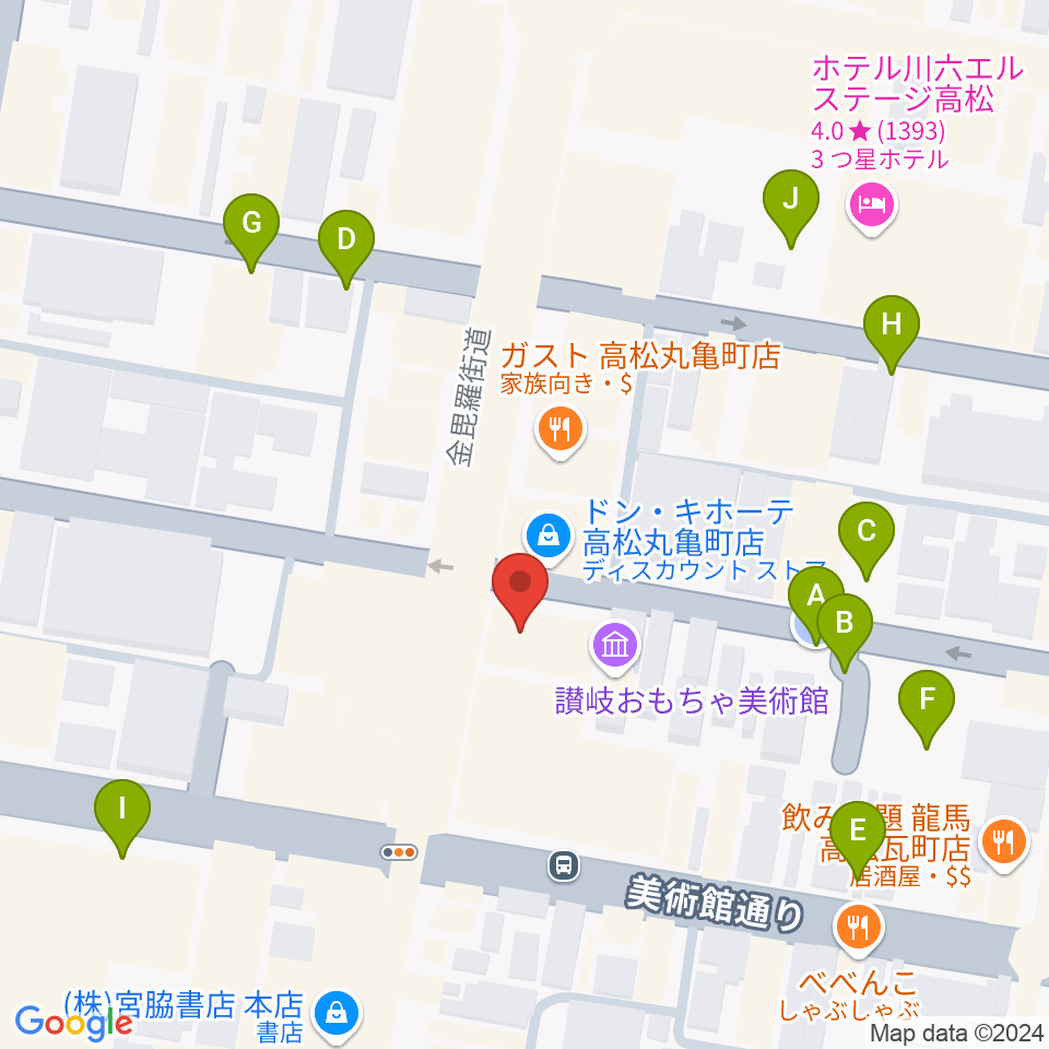 丸亀町レッツホール周辺の駐車場・コインパーキング一覧地図