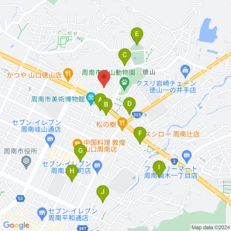 周南市文化会館周辺の駐車場・コインパーキング一覧地図