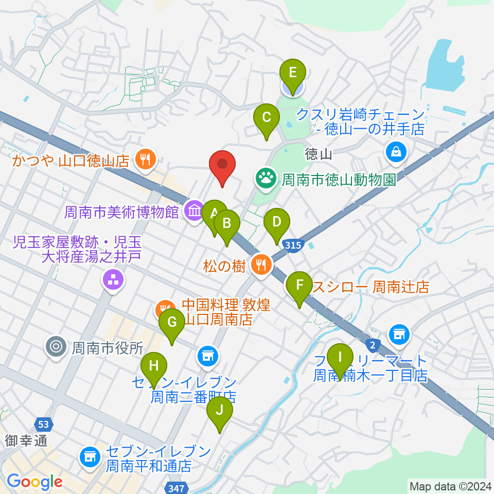 周南市文化会館周辺の駐車場・コインパーキング一覧地図