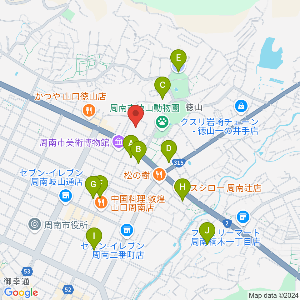 周南市文化会館周辺の駐車場・コインパーキング一覧地図