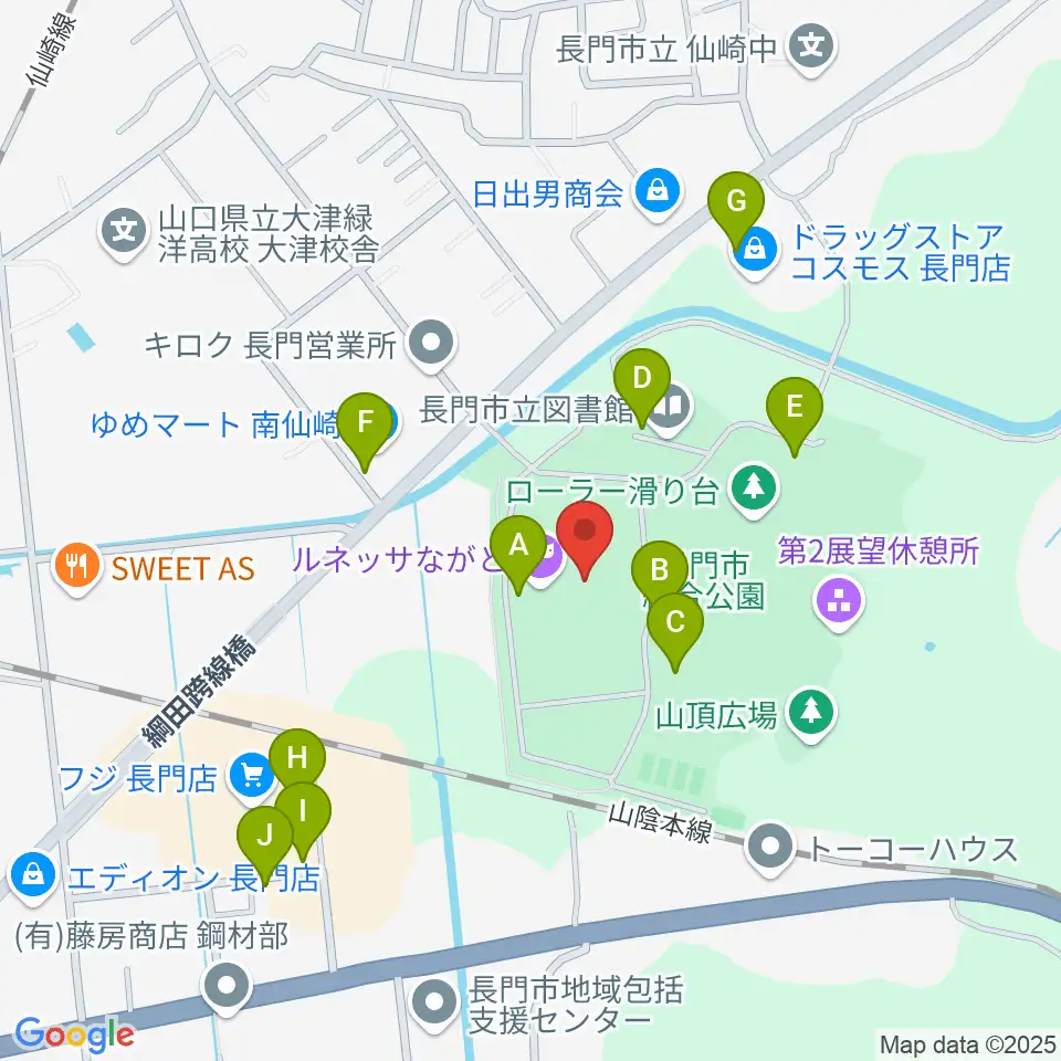 山口県立劇場 ルネッサながと周辺の駐車場・コインパーキング一覧地図