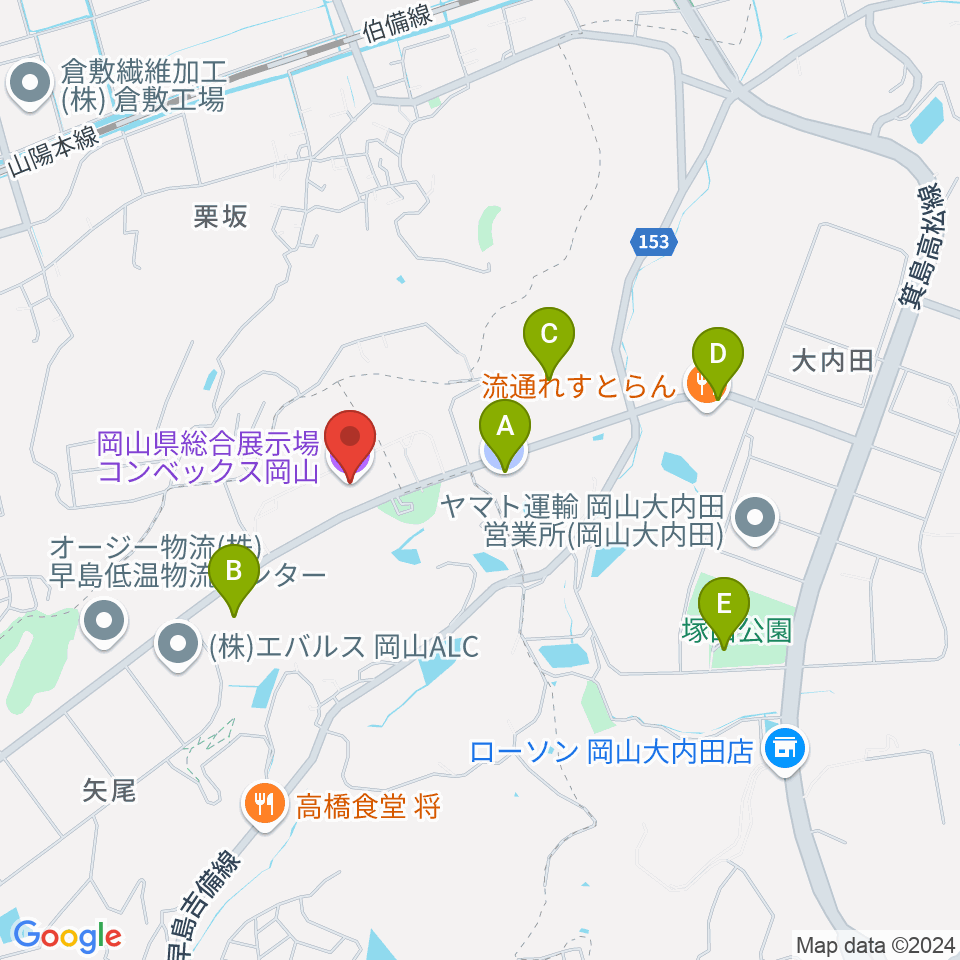 コンベックス岡山周辺の駐車場・コインパーキング一覧地図