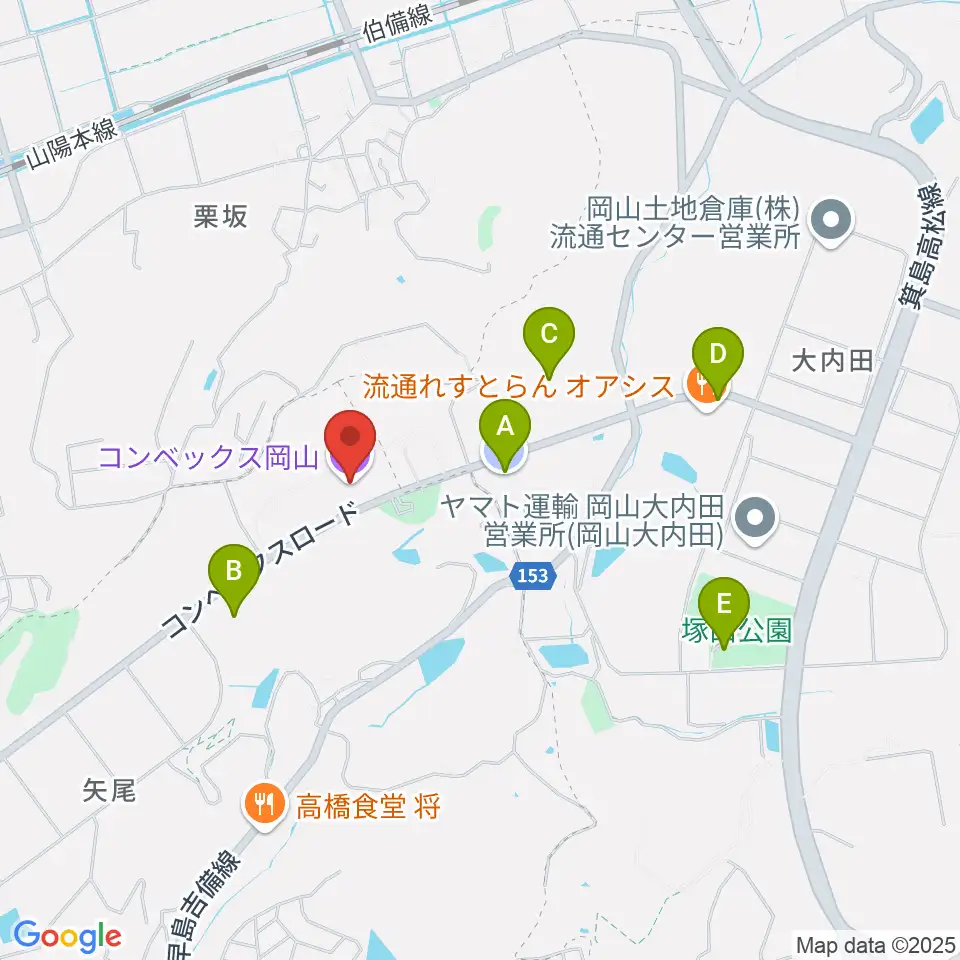 コンベックス岡山周辺の駐車場・コインパーキング一覧地図