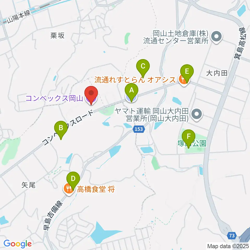 コンベックス岡山周辺の駐車場・コインパーキング一覧地図