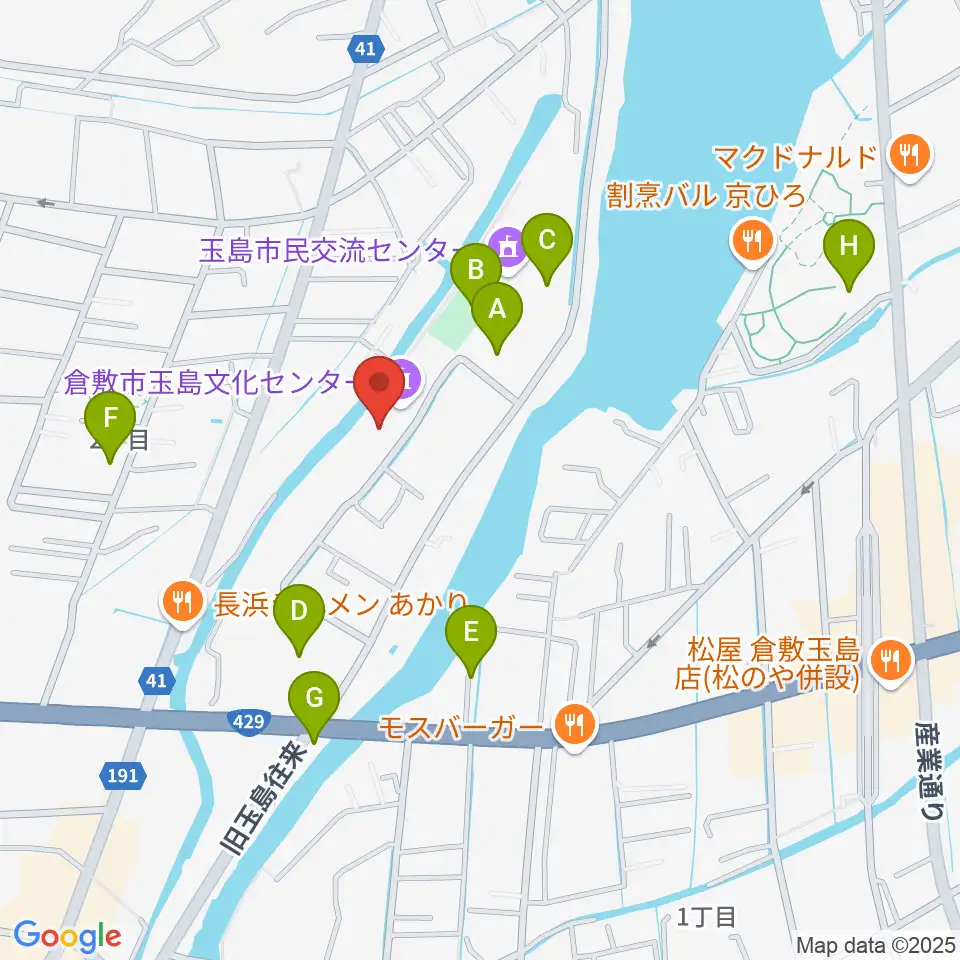 倉敷市玉島文化センター周辺の駐車場・コインパーキング一覧地図