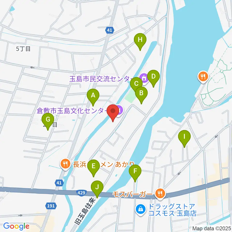 倉敷市玉島文化センター周辺の駐車場・コインパーキング一覧地図