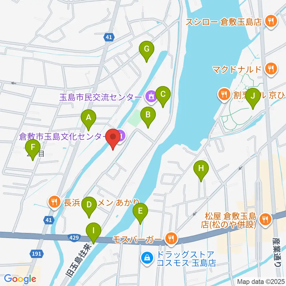 倉敷市玉島文化センター周辺の駐車場・コインパーキング一覧地図