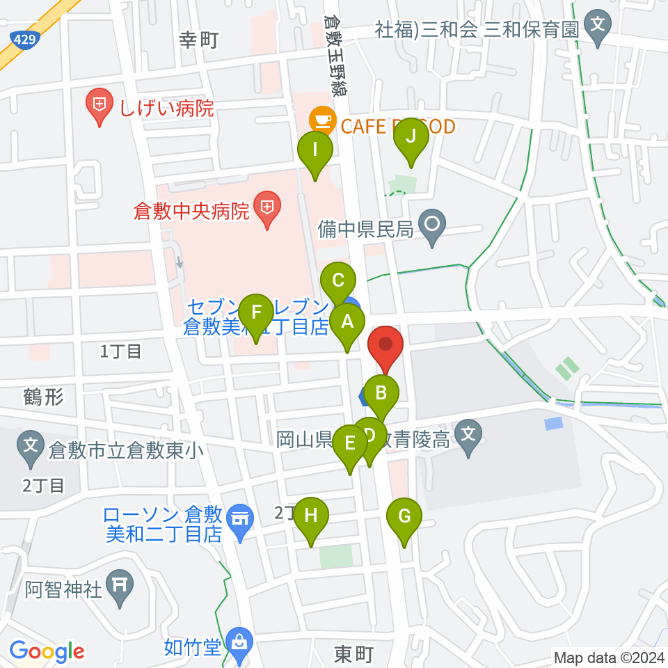 倉敷市文化交流会館周辺の駐車場・コインパーキング一覧地図