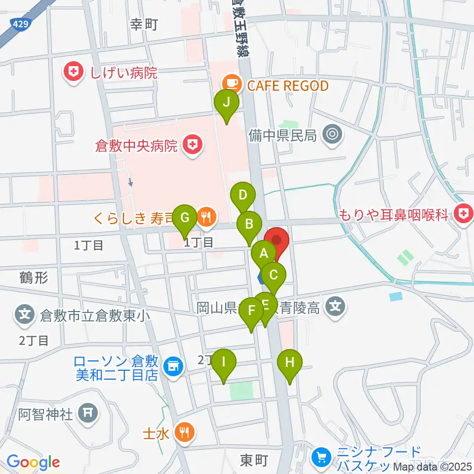 倉敷市文化交流会館周辺の駐車場・コインパーキング一覧地図
