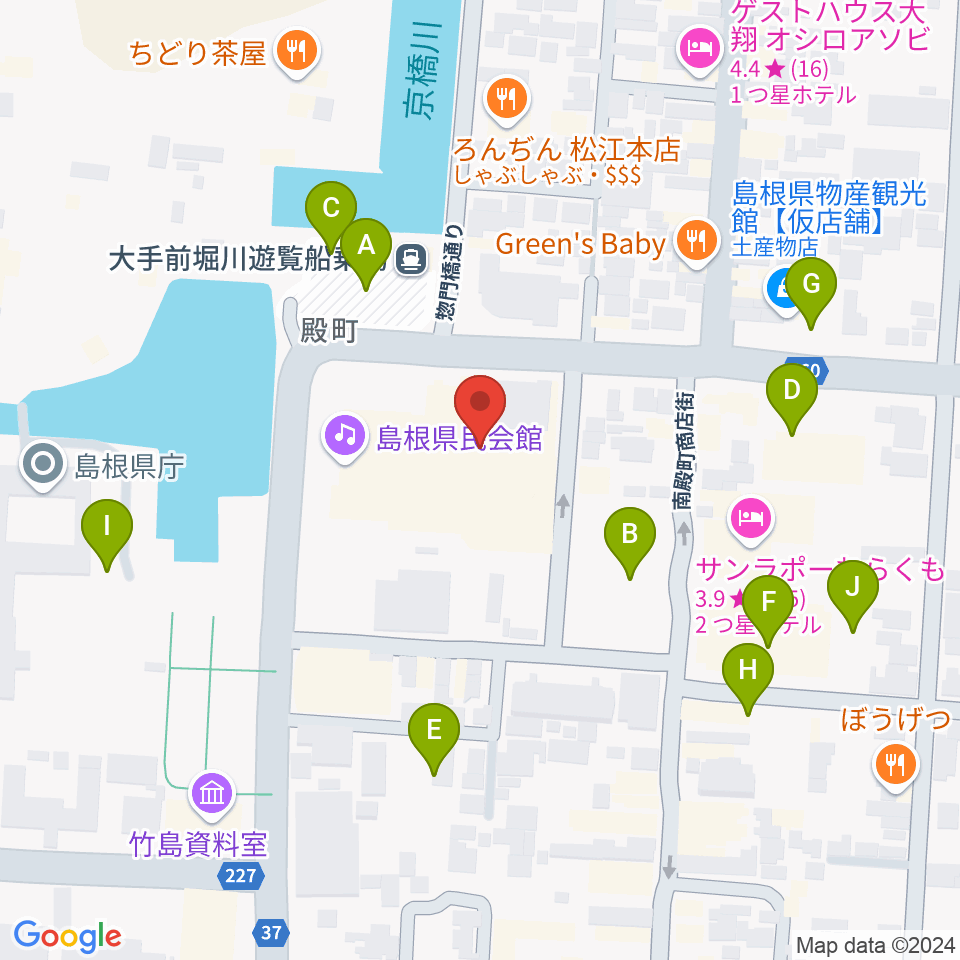 島根県民会館周辺の駐車場・コインパーキング一覧地図