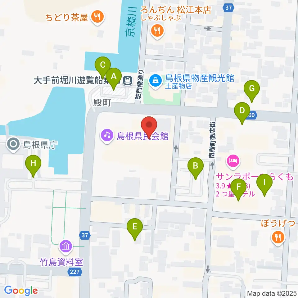 島根県民会館周辺の駐車場・コインパーキング一覧地図
