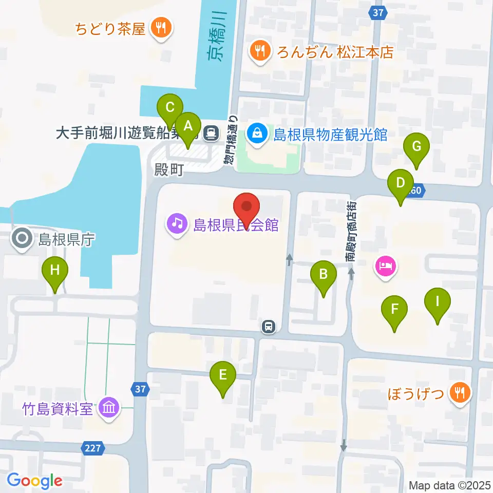 島根県民会館周辺の駐車場・コインパーキング一覧地図