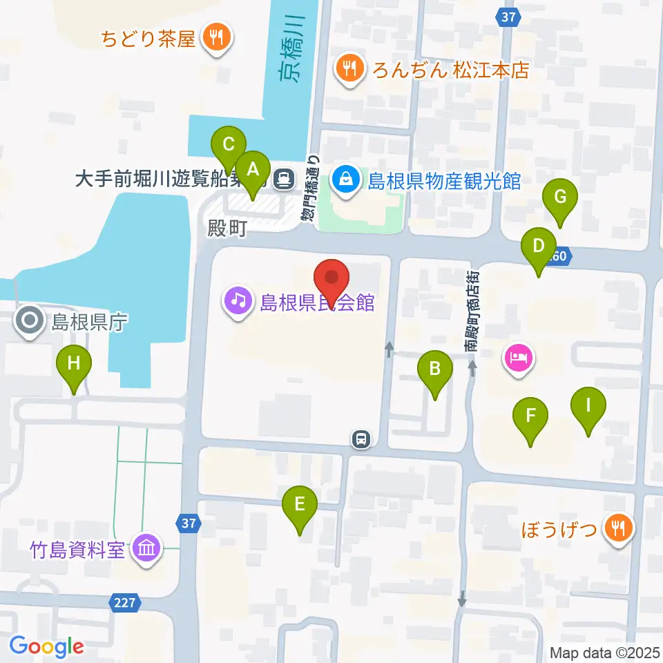 島根県民会館周辺の駐車場・コインパーキング一覧地図