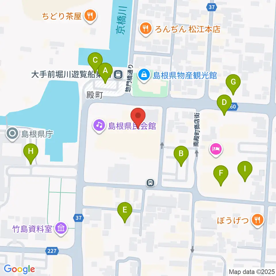 島根県民会館周辺の駐車場・コインパーキング一覧地図