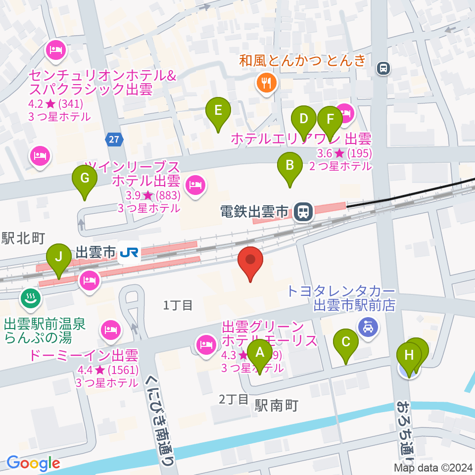 ビッグハート出雲周辺の駐車場・コインパーキング一覧地図