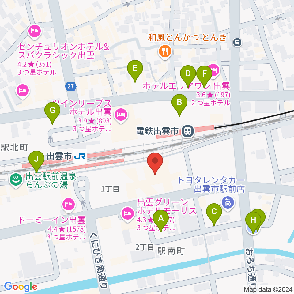 ビッグハート出雲周辺の駐車場・コインパーキング一覧地図