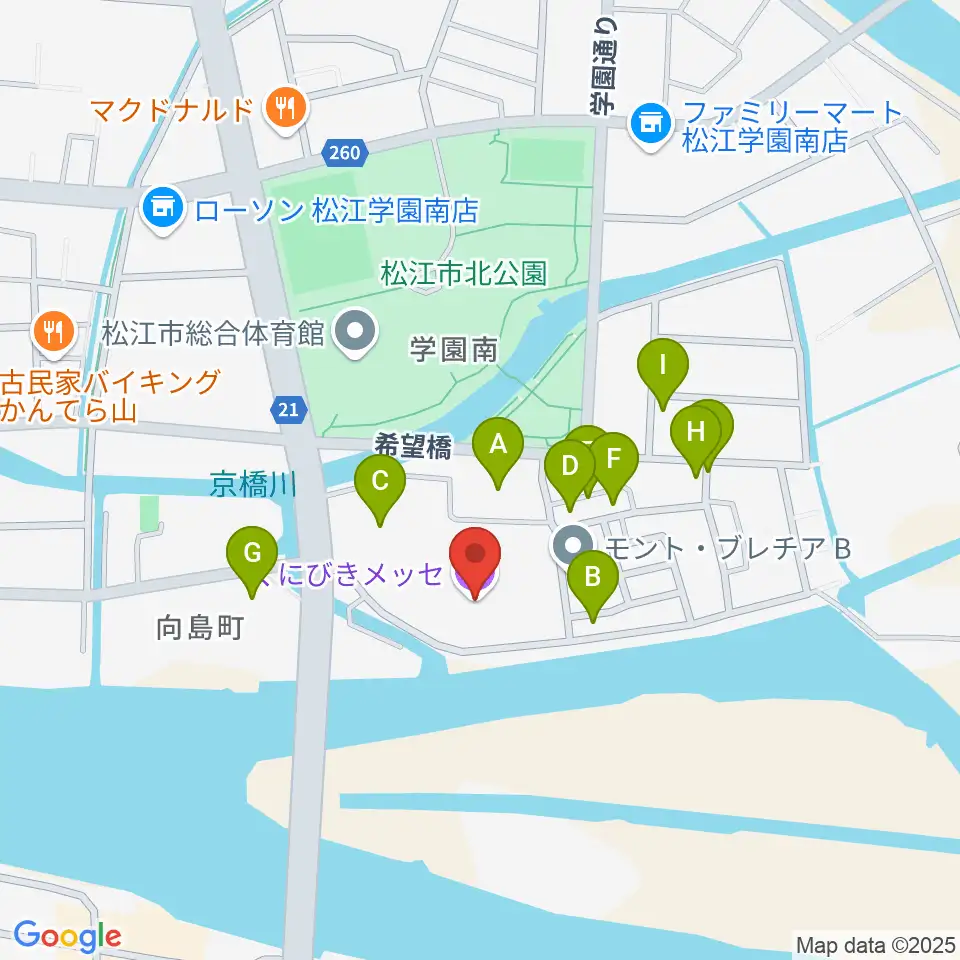 くにびきメッセ周辺の駐車場・コインパーキング一覧地図