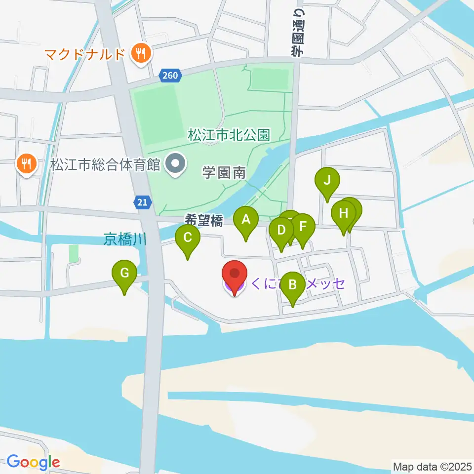 くにびきメッセ周辺の駐車場・コインパーキング一覧地図