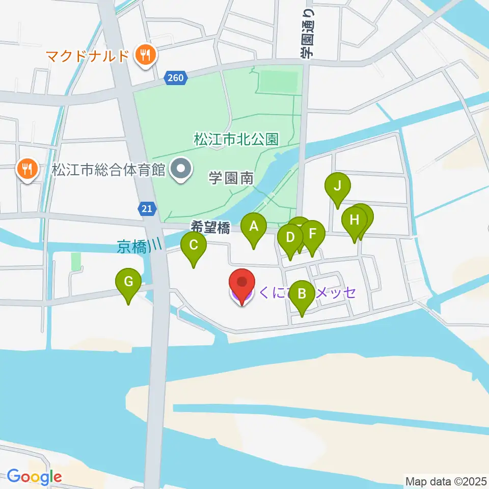 くにびきメッセ周辺の駐車場・コインパーキング一覧地図