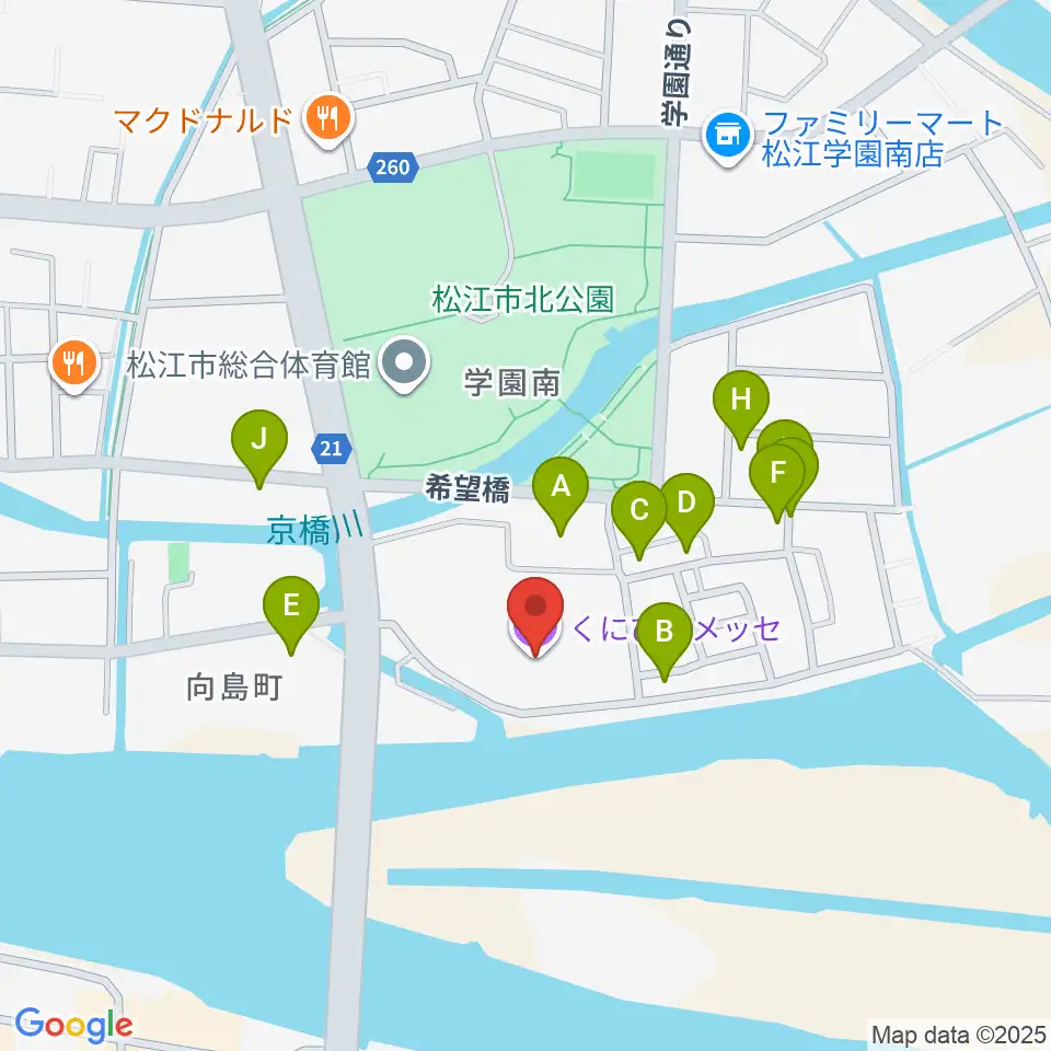 くにびきメッセ周辺の駐車場・コインパーキング一覧地図