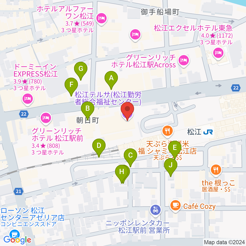 松江テルサ周辺の駐車場・コインパーキング一覧地図