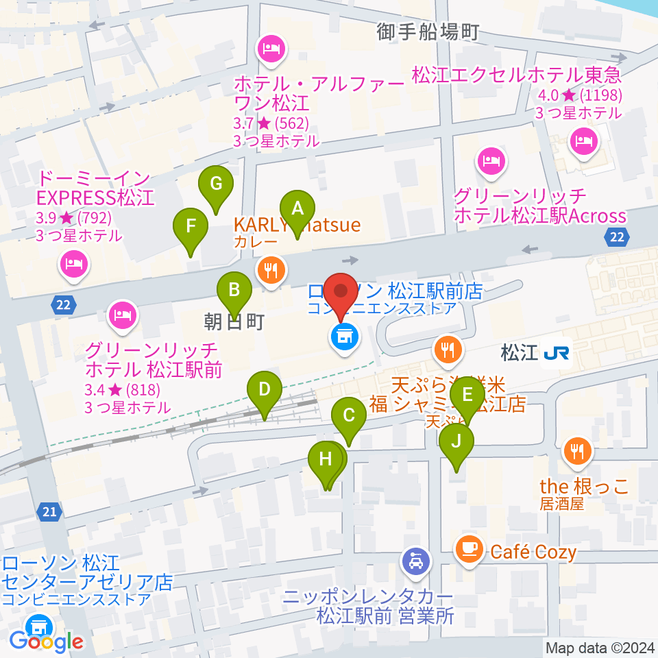 松江テルサ周辺の駐車場・コインパーキング一覧地図