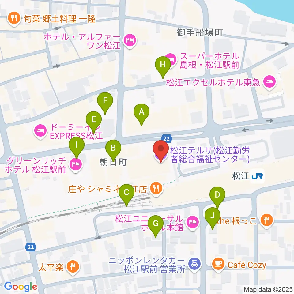 松江テルサ周辺の駐車場・コインパーキング一覧地図