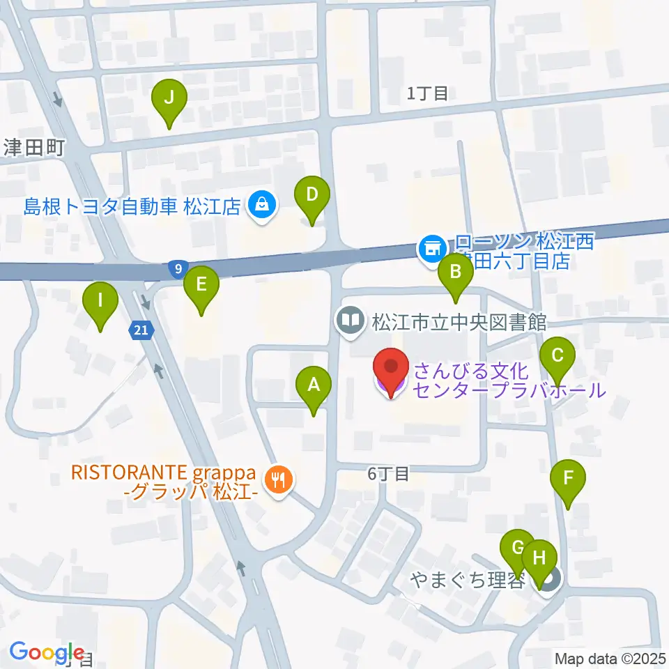 さんびる文化センタープラバホール周辺の駐車場・コインパーキング一覧地図