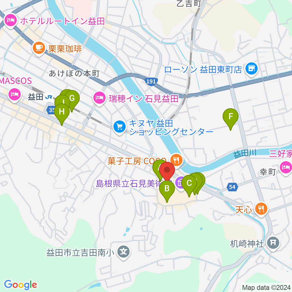 島根県立いわみ芸術劇場グラントワ周辺の駐車場・コインパーキング一覧地図