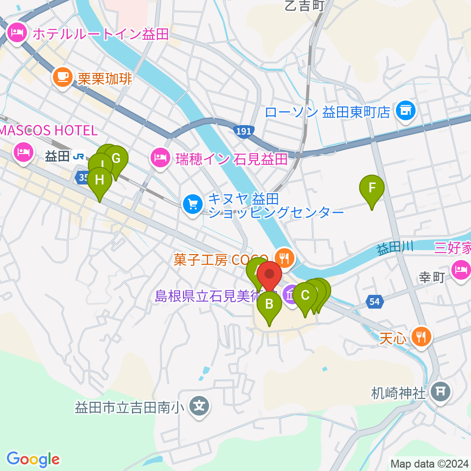 島根県立いわみ芸術劇場グラントワ周辺の駐車場・コインパーキング一覧地図