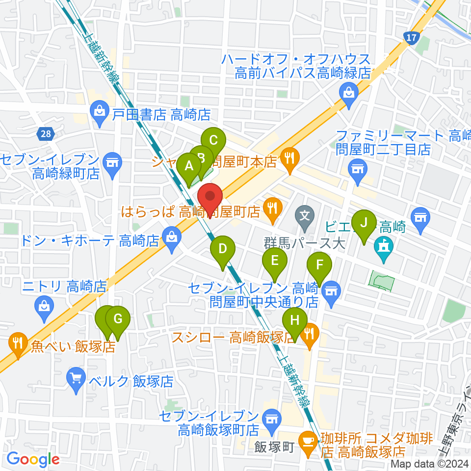 高崎シューベルトサロン周辺の駐車場・コインパーキング一覧地図
