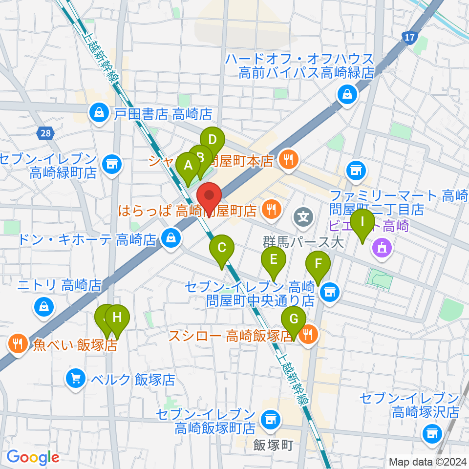 高崎シューベルトサロン周辺の駐車場・コインパーキング一覧地図