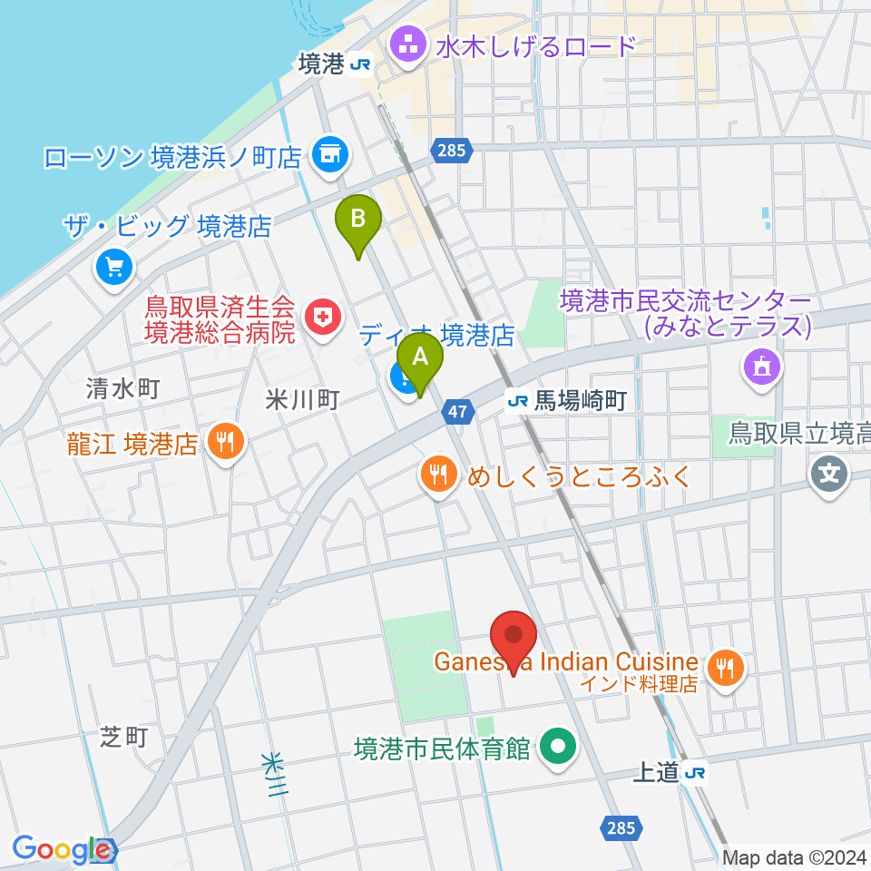 境港市文化ホール周辺の駐車場・コインパーキング一覧地図