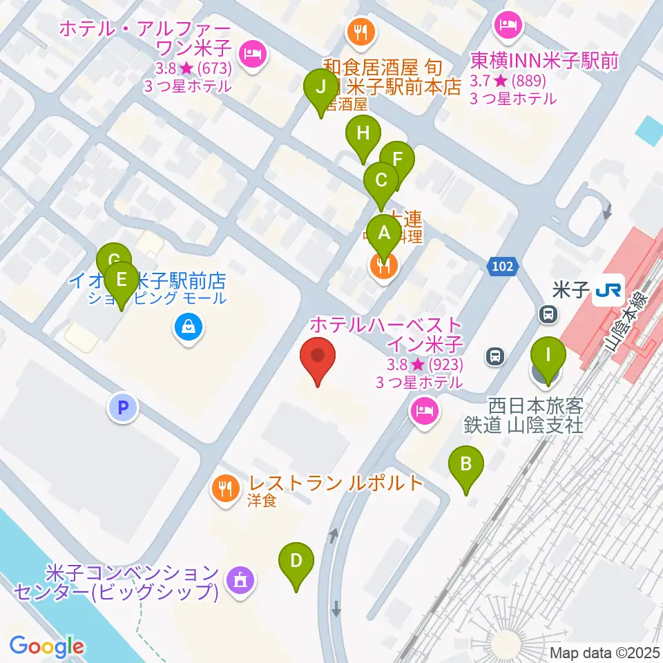 米子市文化ホール周辺の駐車場・コインパーキング一覧地図
