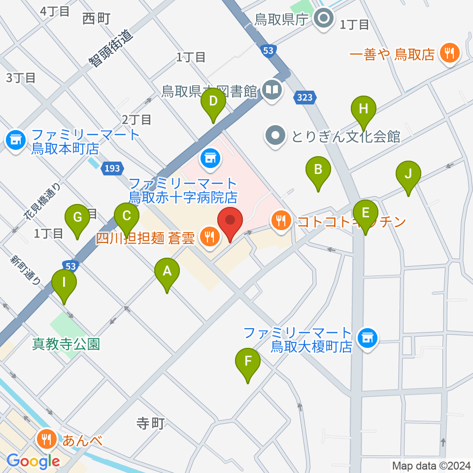 鳥取市民会館周辺の駐車場・コインパーキング一覧地図