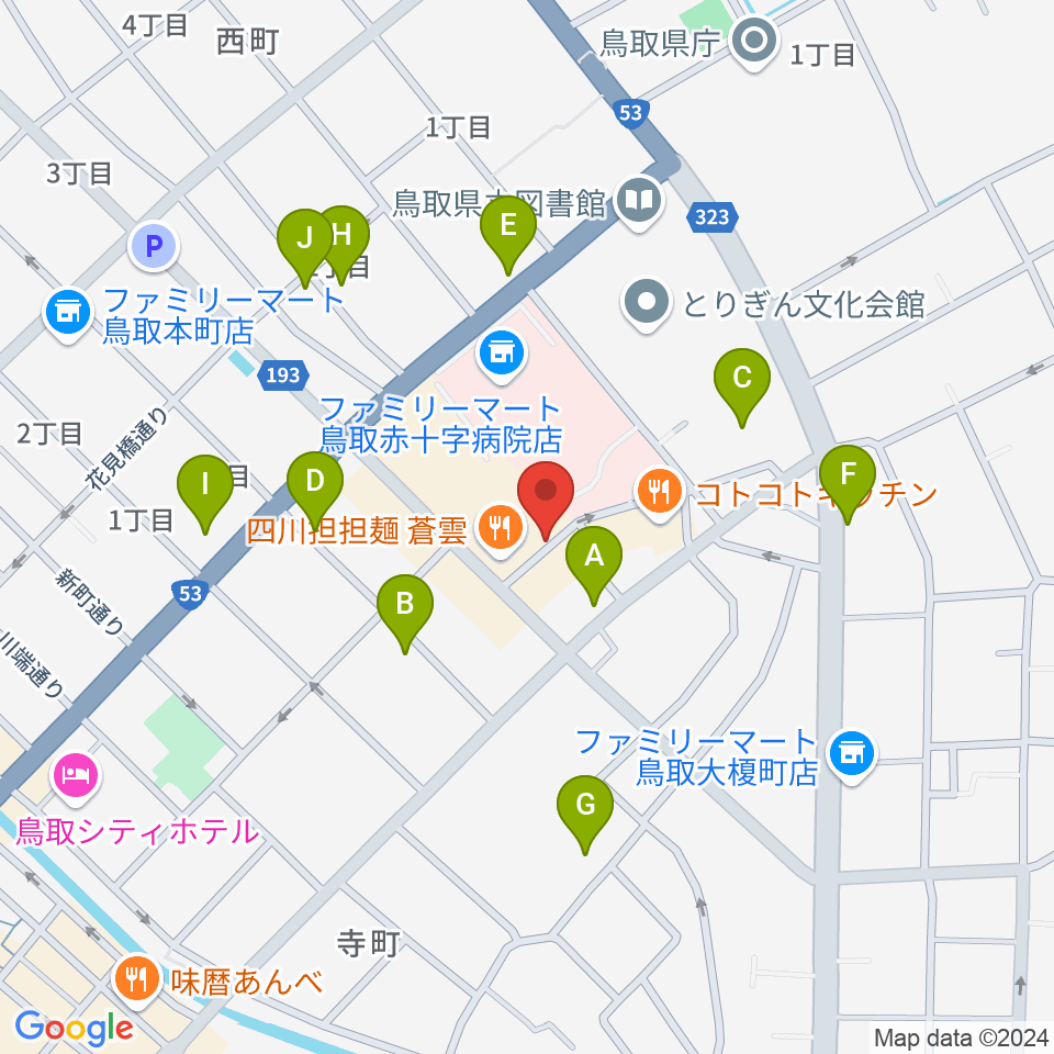 鳥取市民会館周辺の駐車場・コインパーキング一覧地図