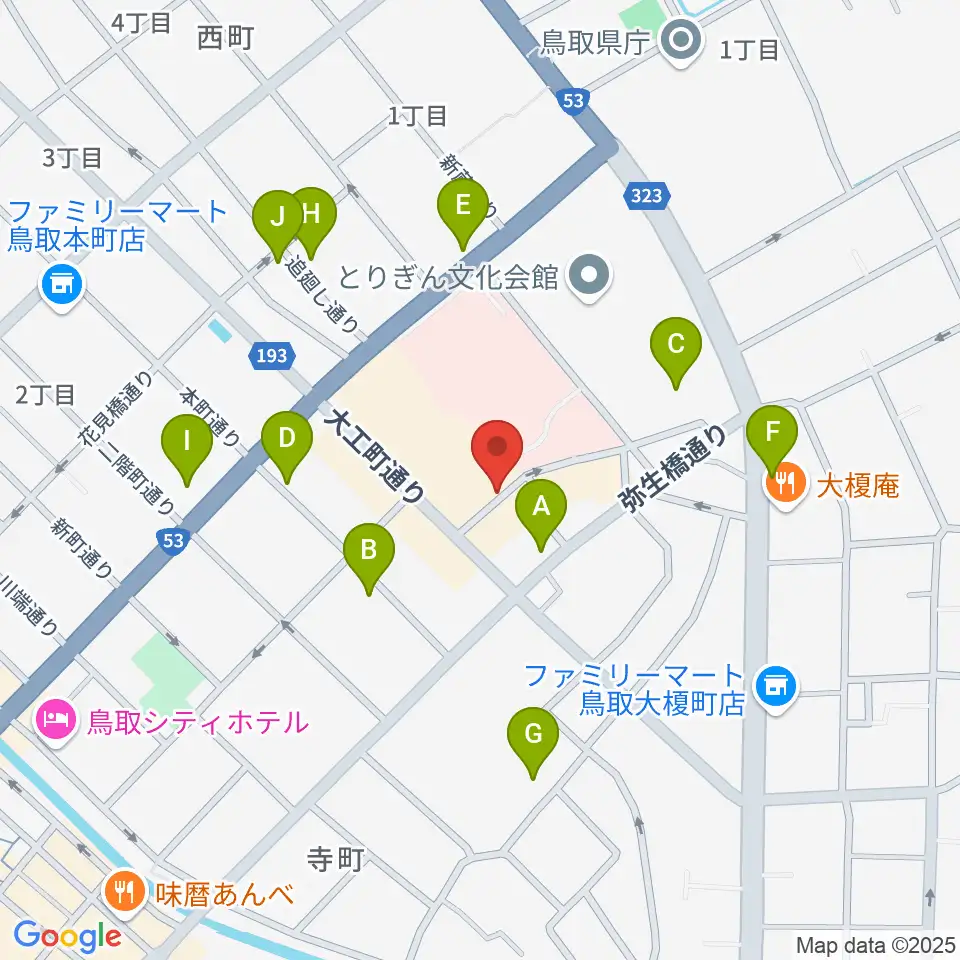 鳥取市民会館周辺の駐車場・コインパーキング一覧地図
